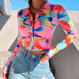 SHEIN color block cropped top